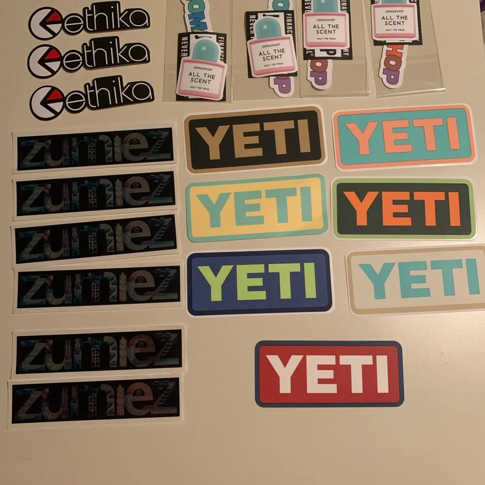 Assorted Brand Logo Sticker Pack - White, Blue, Black, Green, Orange